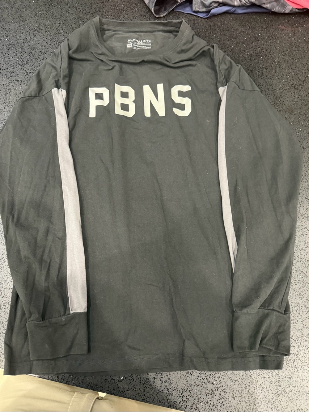 Alphalete PBNS Black Long Sleeve Tee with white Stripe